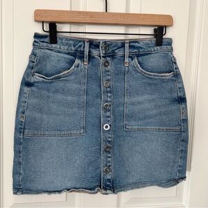 Good American Button-Front Denim Mini Skirt - Blue